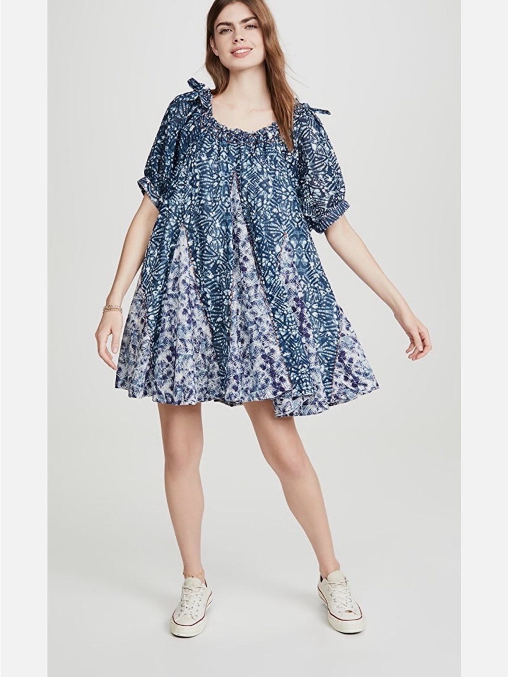 Free People Blue Printed Mini Dress